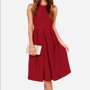 LULUS HALTER BACKLESS BURGUNDY MIDI DRESS NWOT